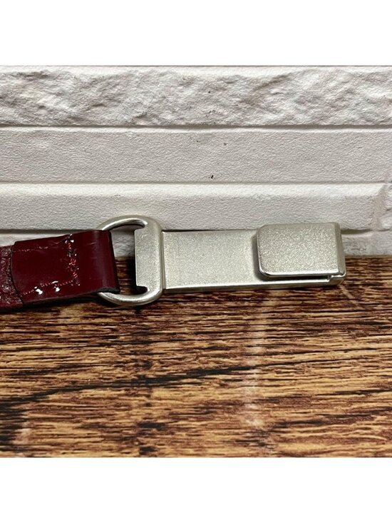 Chanel Enamel Leather Silver Buckle Belt Bordeaux